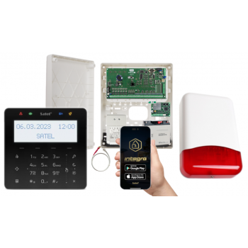 ZESTAW ALARMOWY SATEL INTEGRA 64 + INT-KSG2R-B + OPU-3P + AWT682 + 17Ah + INT-GSM LTE + SYRENA TI700